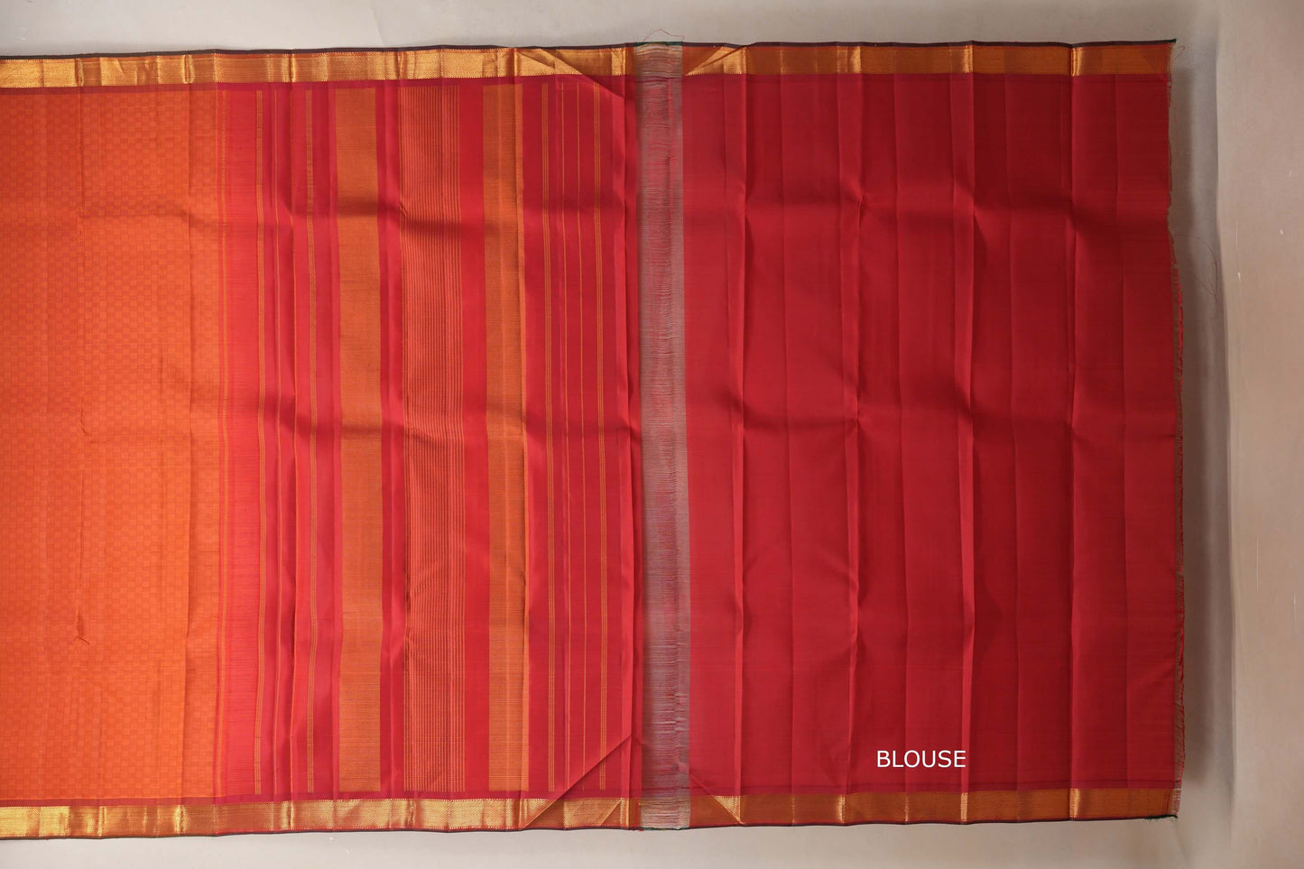 Rust Orange Vintage Kanjivaram Silk Saree by Shreenivas Silks blouse