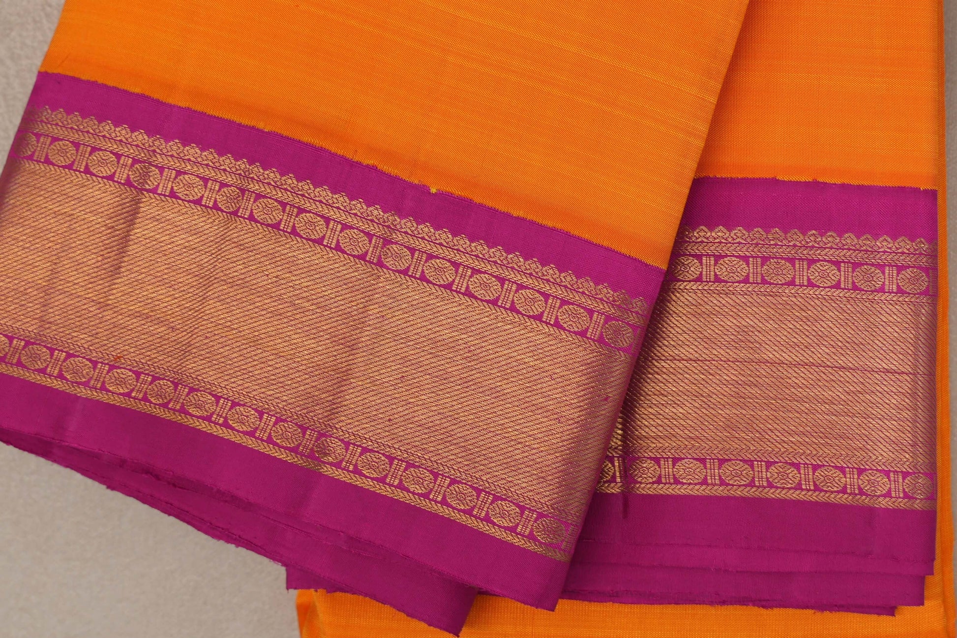 Mango Orange Vintage Kanjivaram Silk Saree border
