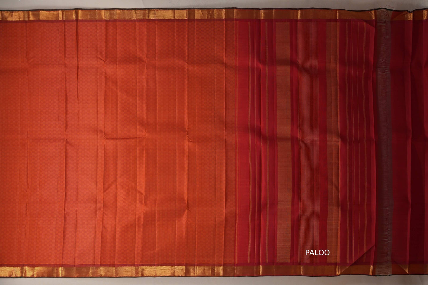 Rust Orange Vintage Kanjivaram Silk Saree by Shreenivas Silks paloo