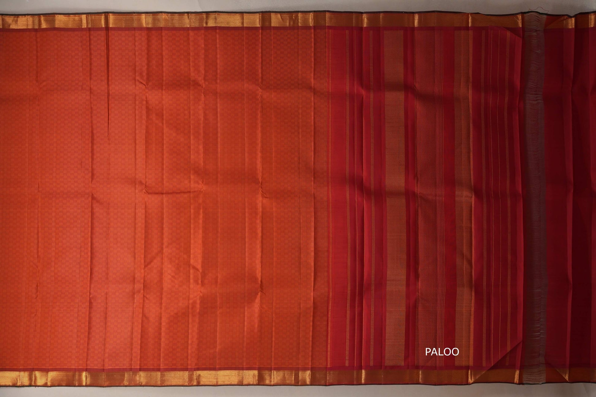 Rust Orange Vintage Kanjivaram Silk Saree by Shreenivas Silks paloo