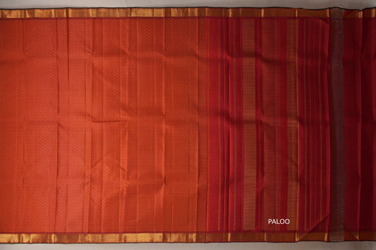 Rust Orange Vintage Kanjivaram Silk Saree by Shreenivas Silks paloo