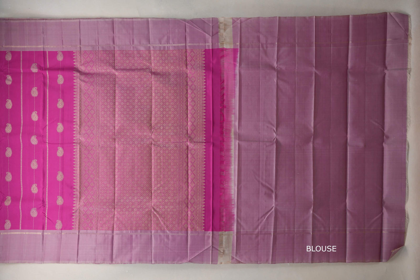 Magenta Pink Vintage Kanjivaram Silk Saree blouse