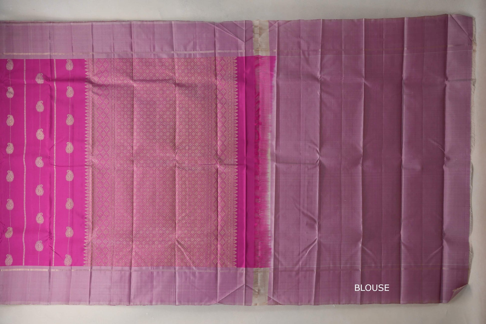 Magenta Pink Vintage Kanjivaram Silk Saree blouse