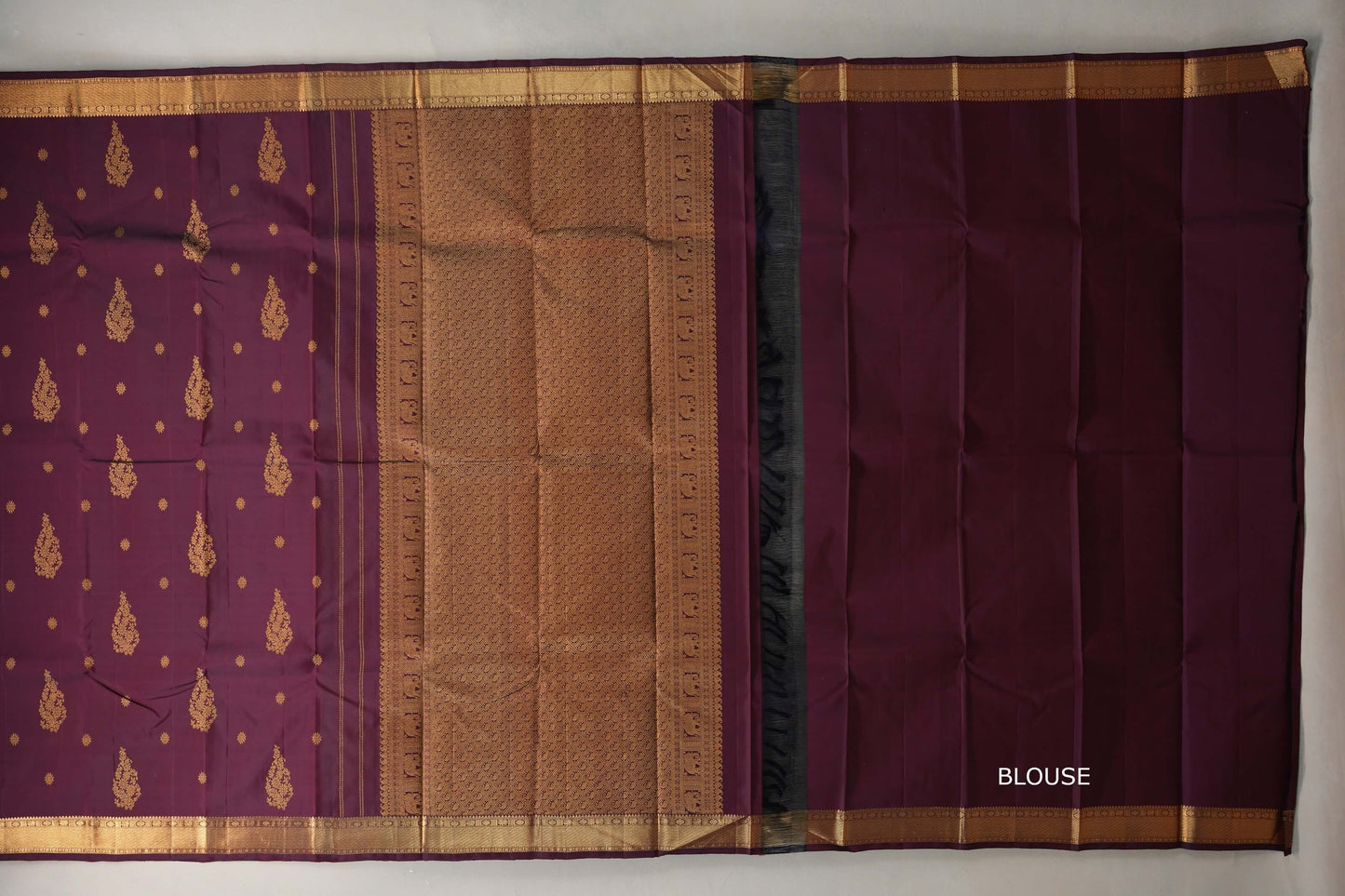 Reddish Maroon Vintage Kanjivaram Silk Saree blouse