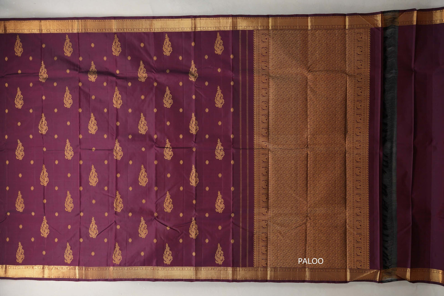 Reddish Maroon Vintage Kanjivaram Silk Saree paloo