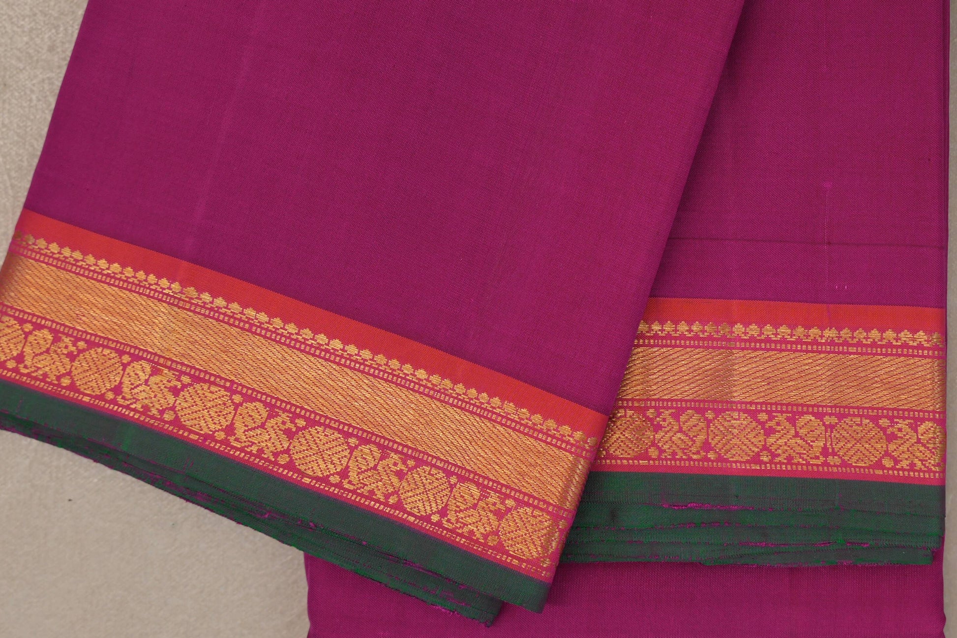 Deep Rani Pink Vintage Kanjivaram Silk Saree border