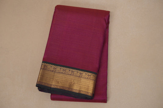 Rani Pink with bottle green border Vintage Kanjivaram Silk Saree by Shreenivas Silks PSSR018680