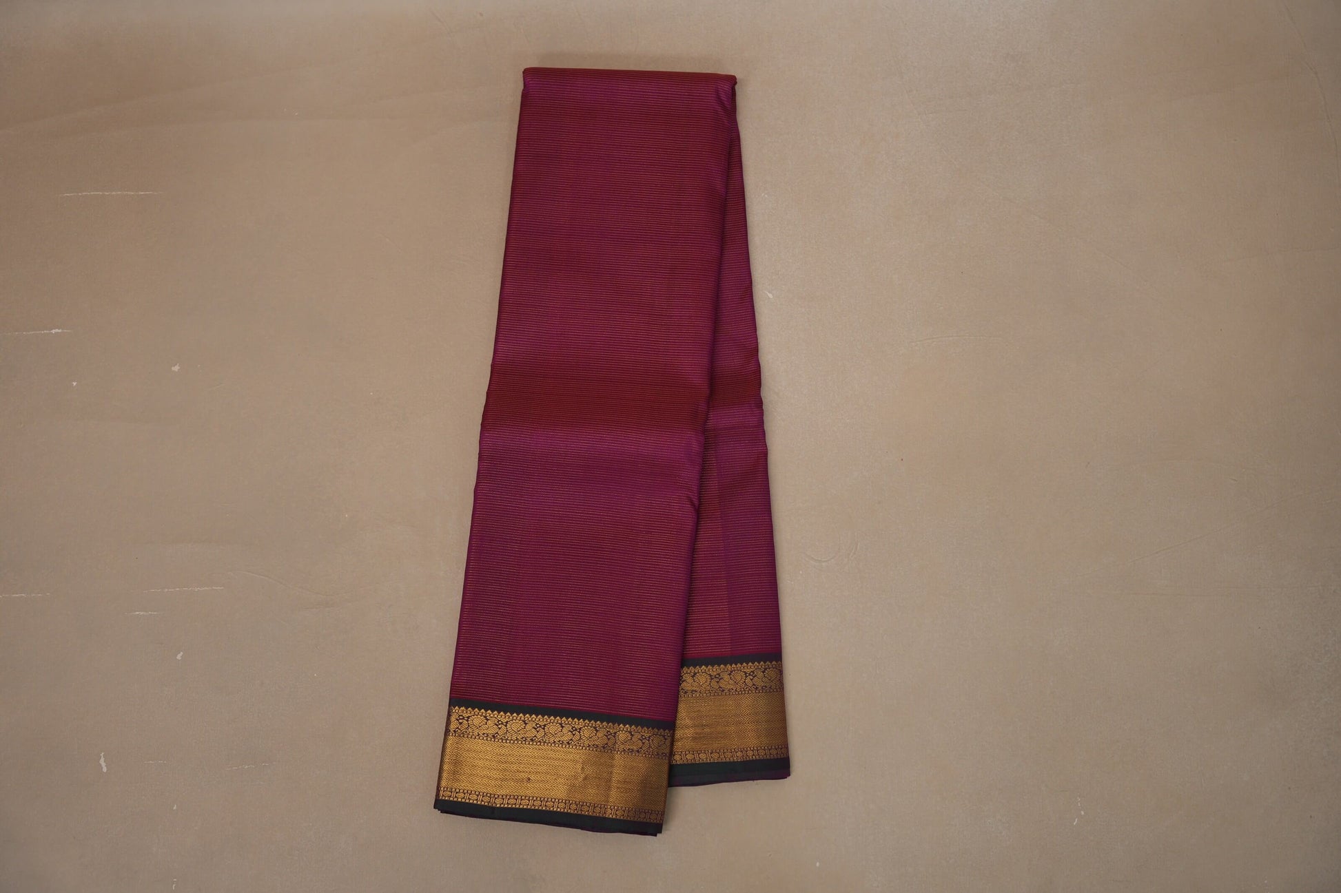 Rani Pink with bottle green border Vintage Kanjivaram Silk Saree by Shreenivas Silks PSSR018680 - Parisera