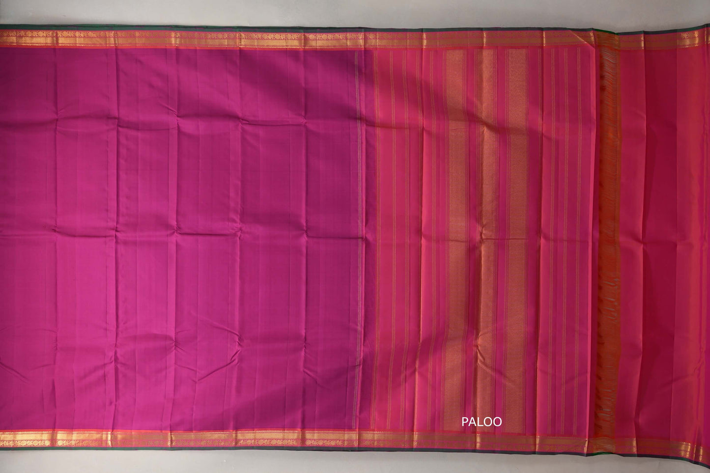 Deep Rani Pink Vintage Kanjivaram Silk Saree paloo