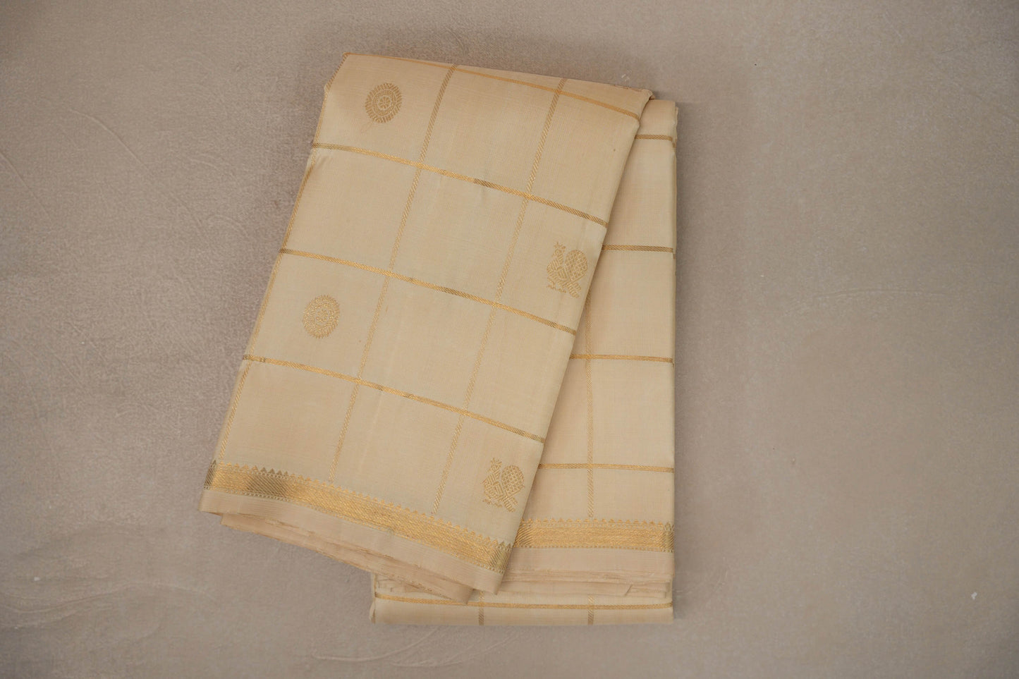 Cream Vintage Kanjivaram Silk Saree