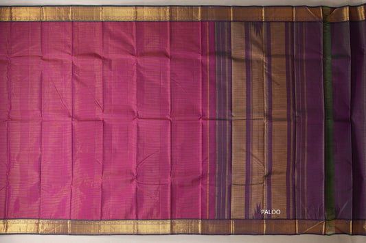 Rani Pink with bottle green border Vintage Kanjivaram Silk Saree by Shreenivas Silks PSSR018680