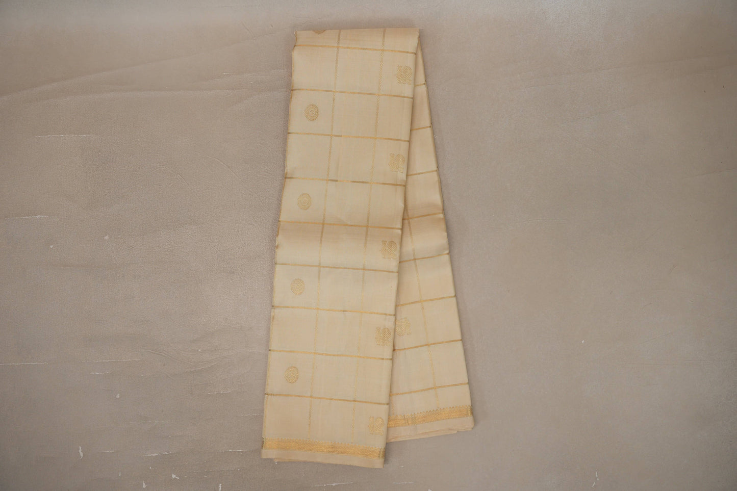 Online Cream Vintage Kanjivaram Silk Saree
