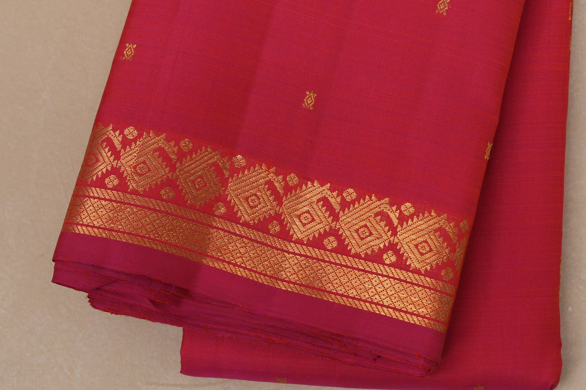 Rani Pink Vintage Kanjivaram Silk Saree by Shreenivas Silks border