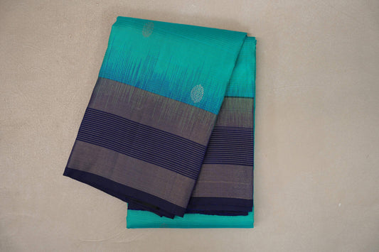 Dual Tone of Green and Blue Light Weight Kanchipuram Silk Saree 