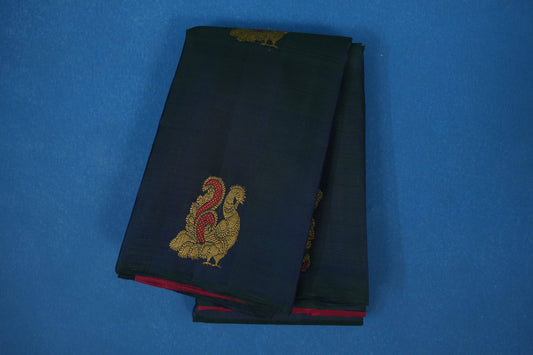 Peacock blue vintage kanjivaram silk saree