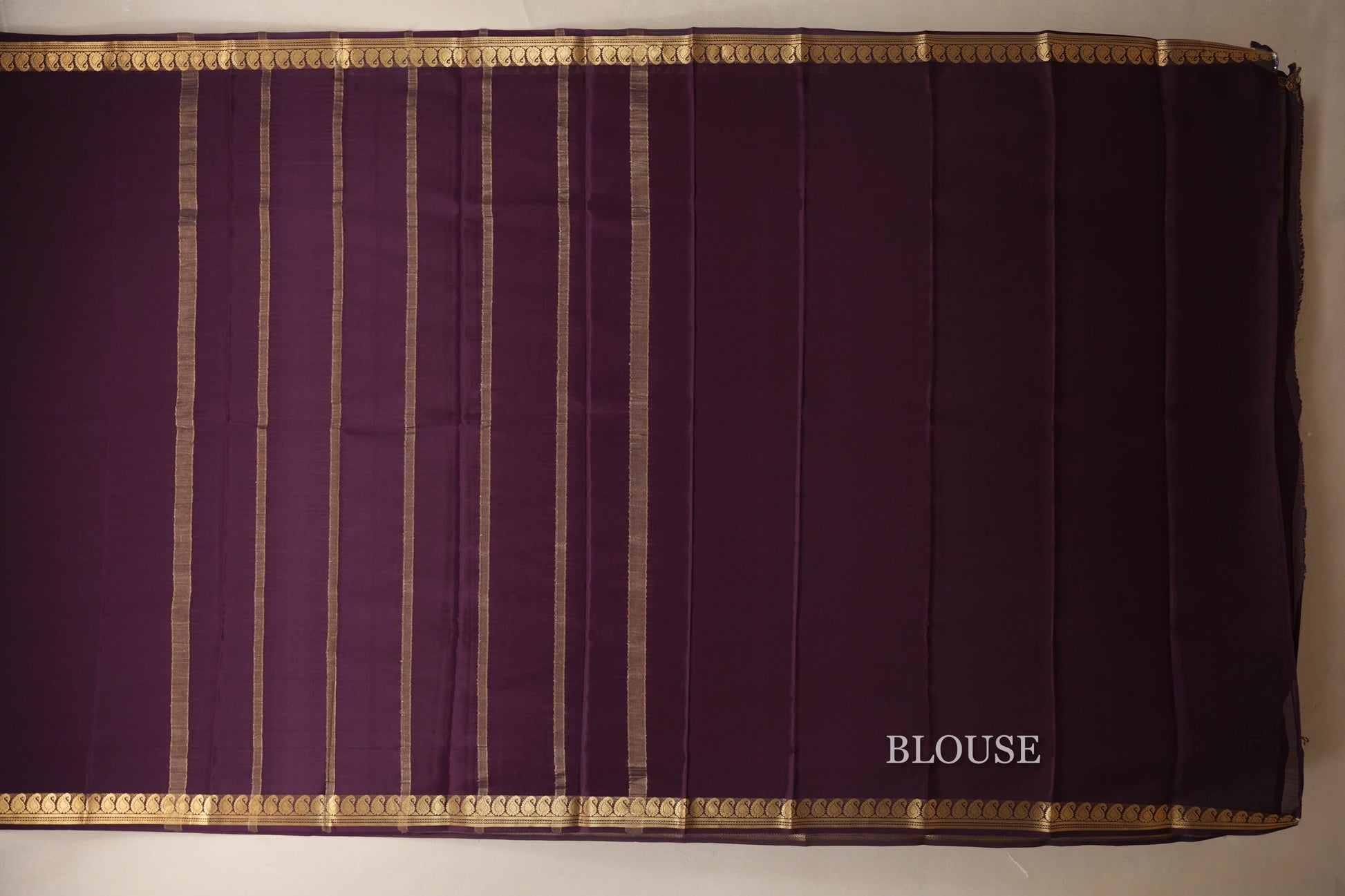 Deep Wine Purple Mysore Silk Saree blouse