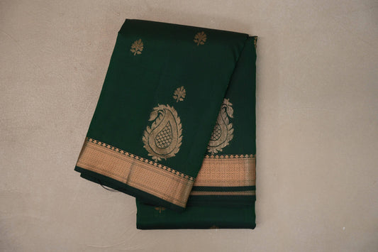 Deep Bottle Green Light Weight Kanchipuram Silk Saree