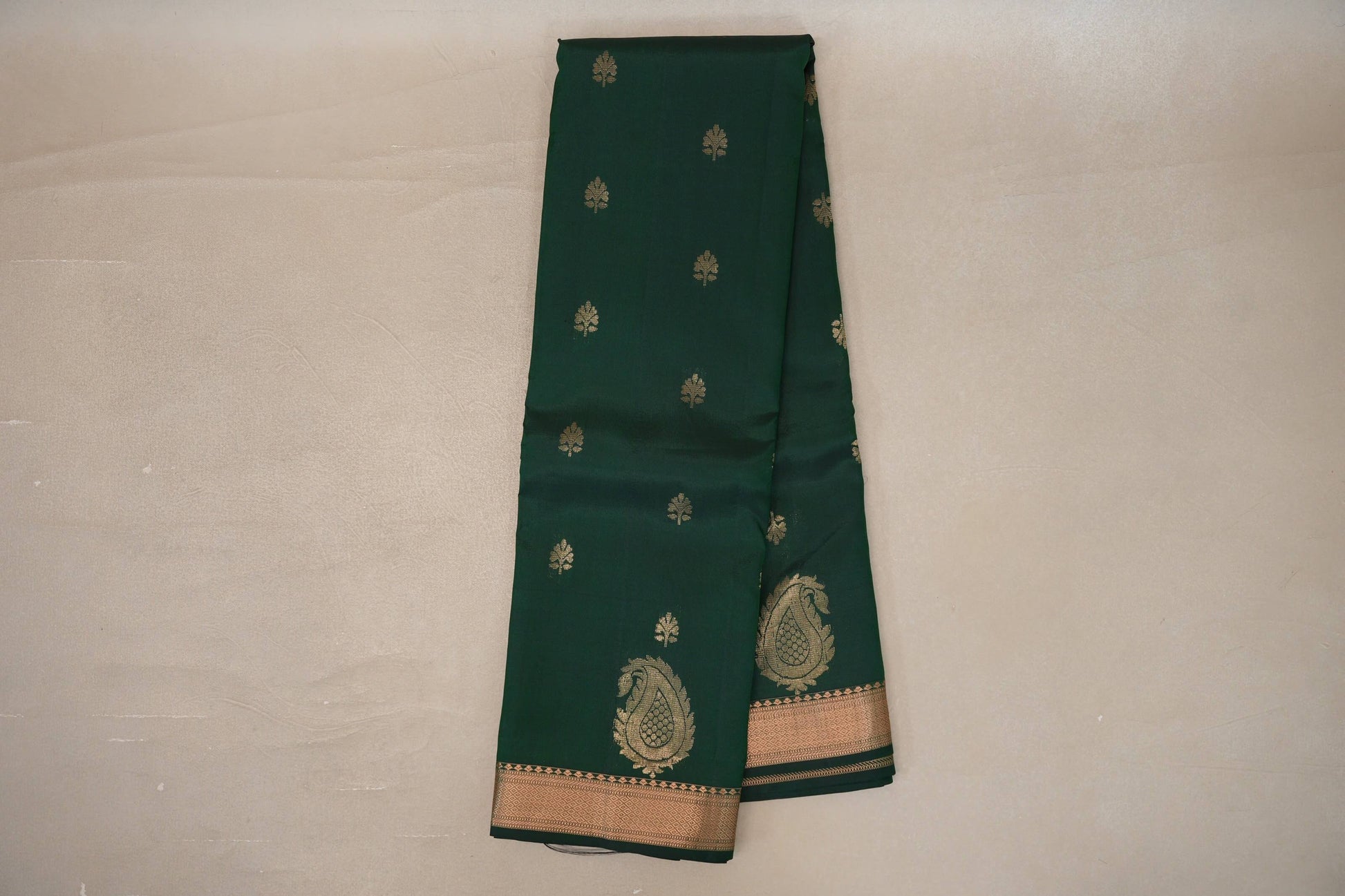 Online Deep Bottle Green Light Weight Kanchipuram Silk Saree