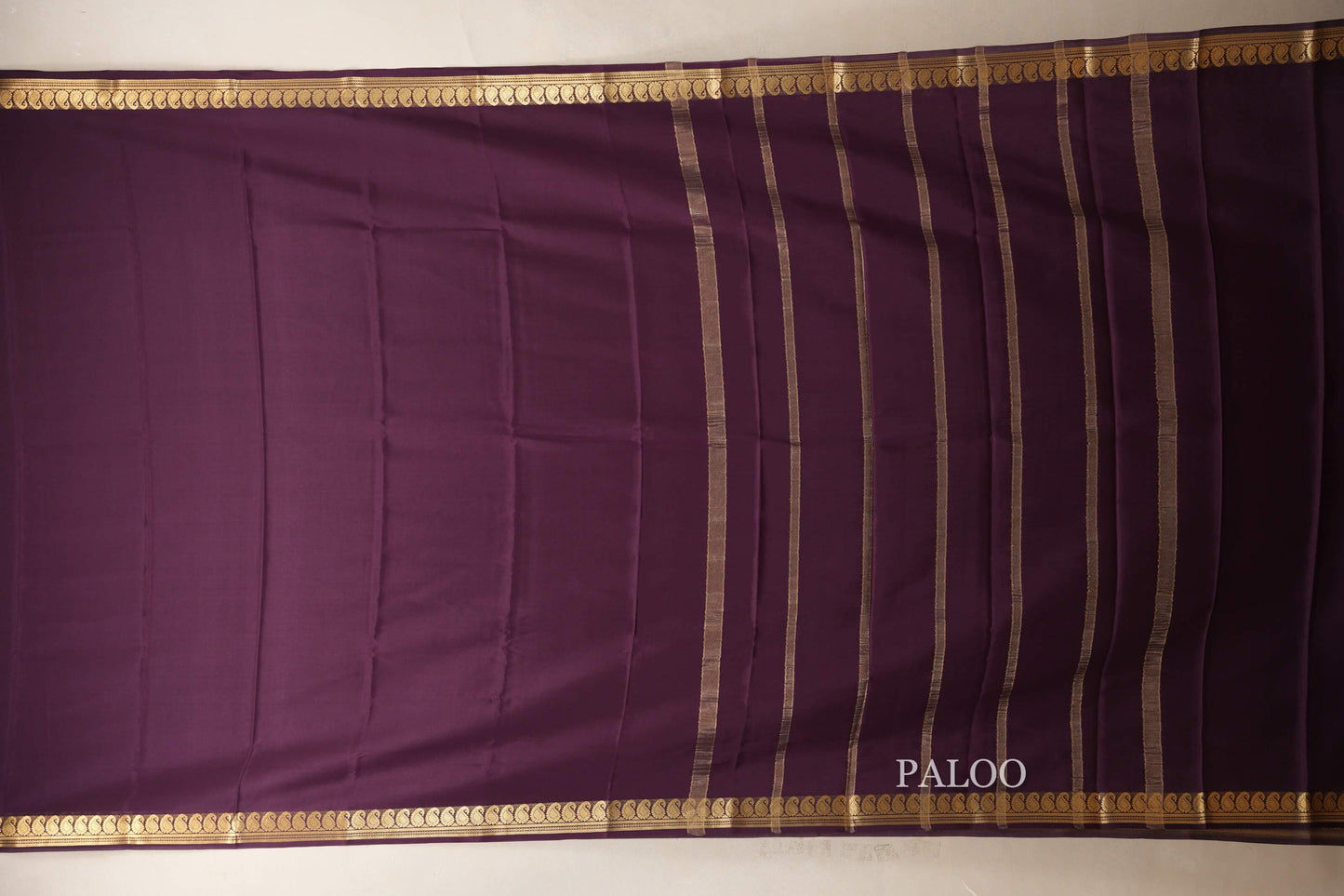 Deep Wine Purple Mysore Silk Saree paloo