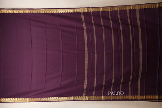 Deep Wine Purple Mysore Silk Saree paloo