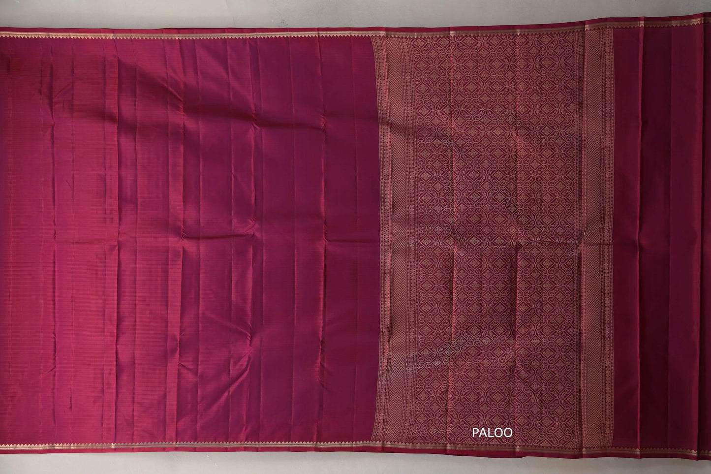 Dual Tone of Red & Purple Light Weight Kanchipuram Silk Saree paloo