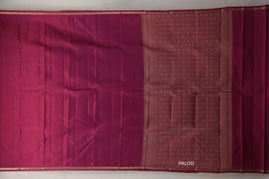 Dual Tone of Red & Purple Light Weight Kanchipuram Silk Saree paloo