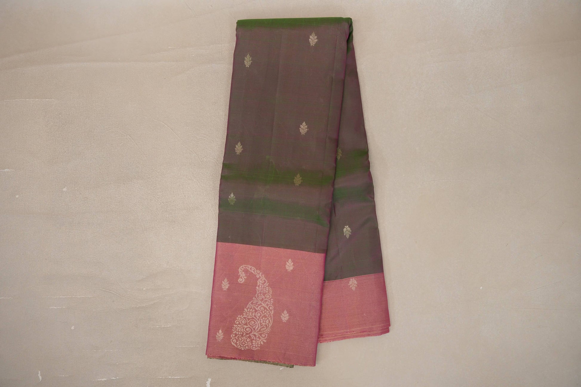 Online Dual Tone of Pink & Green with Dusty Pink Borders Light Weight Kanchipuram Silk Saree