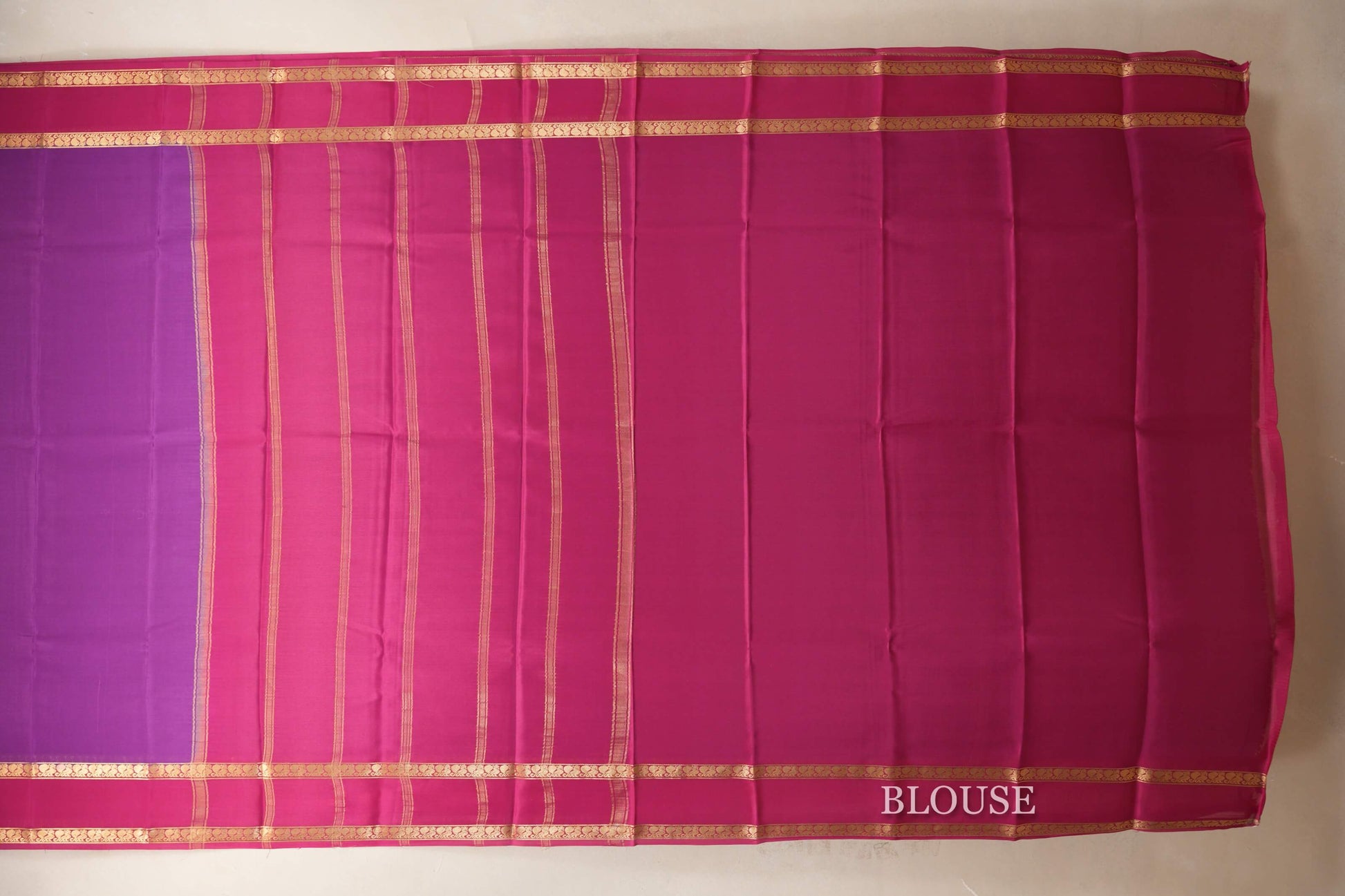 Purple with Magenta Borders Mysore Silk Saree paloo