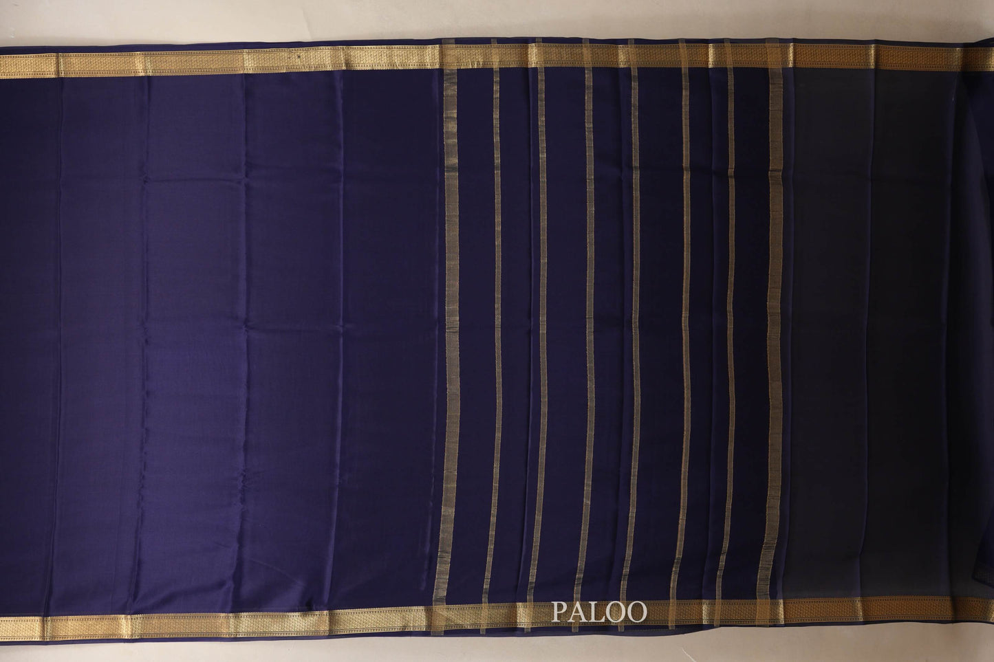 Navy Blue Mysore Silk Saree paloo