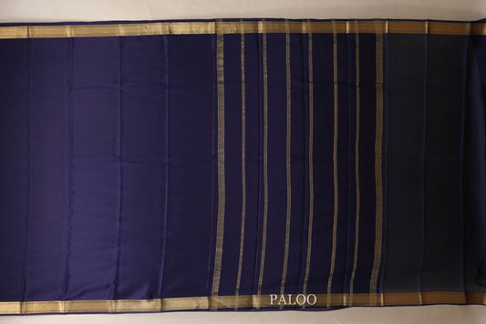 Navy Blue Mysore Silk Saree paloo