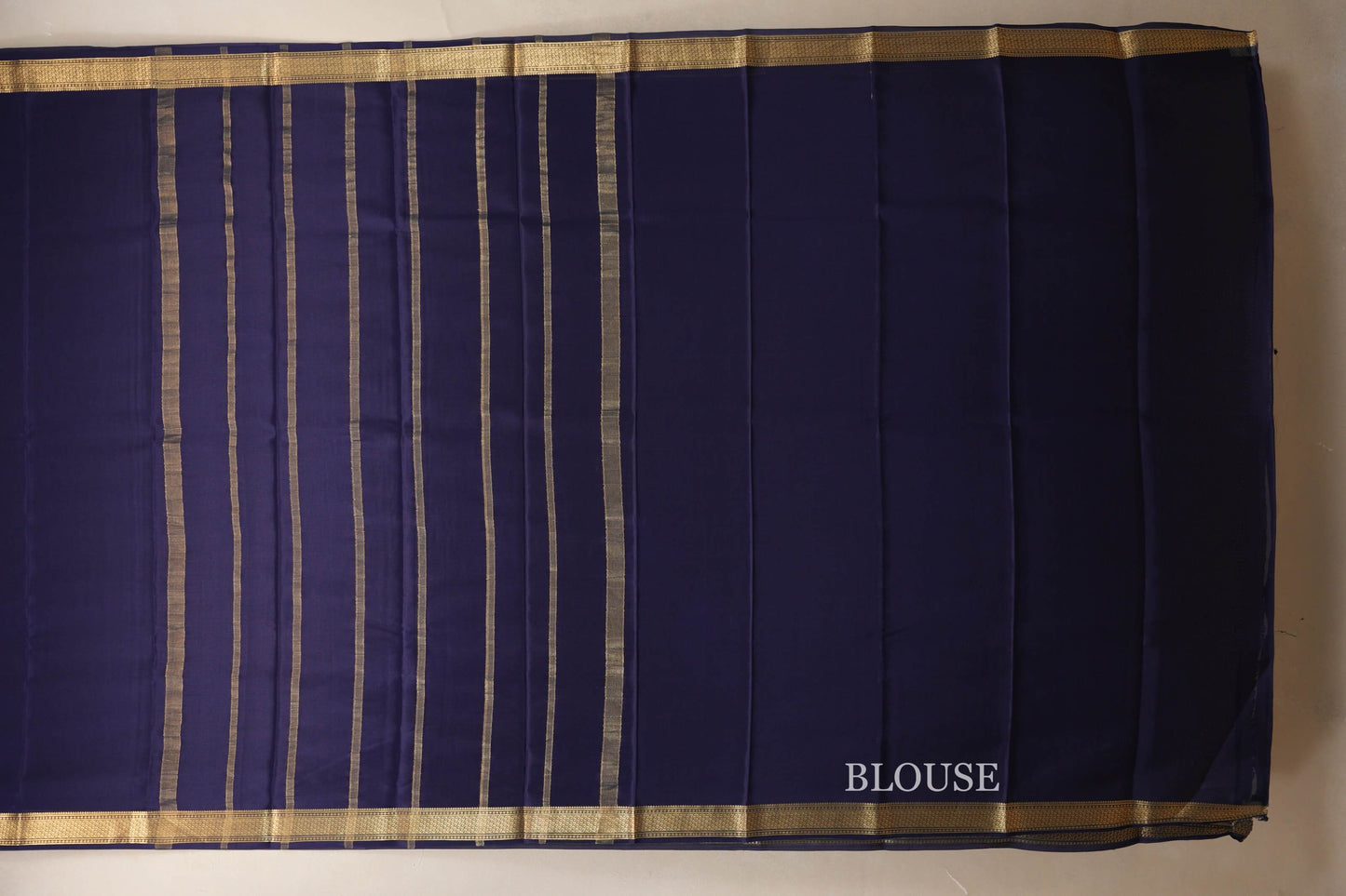 Navy Blue Mysore Silk Saree blouse