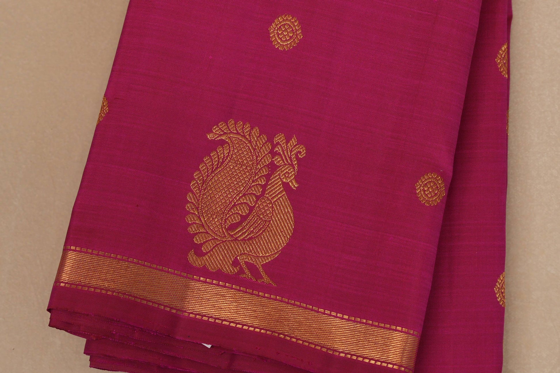 Magenta Vintage Kanjivaram Silk Saree by Shreenivas Silks border