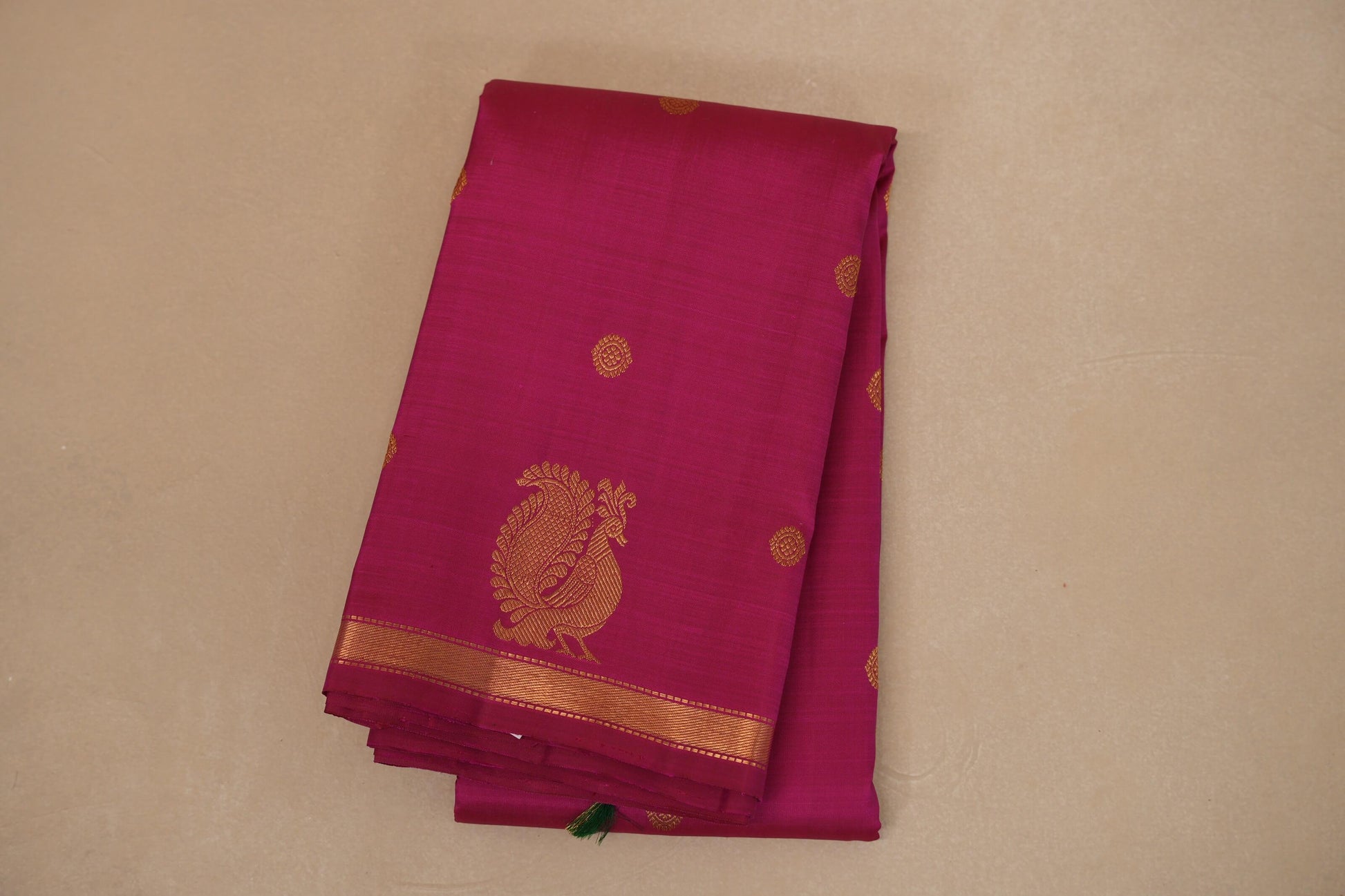 Magenta Vintage Kanjivaram Silk Saree by Shreenivas Silks