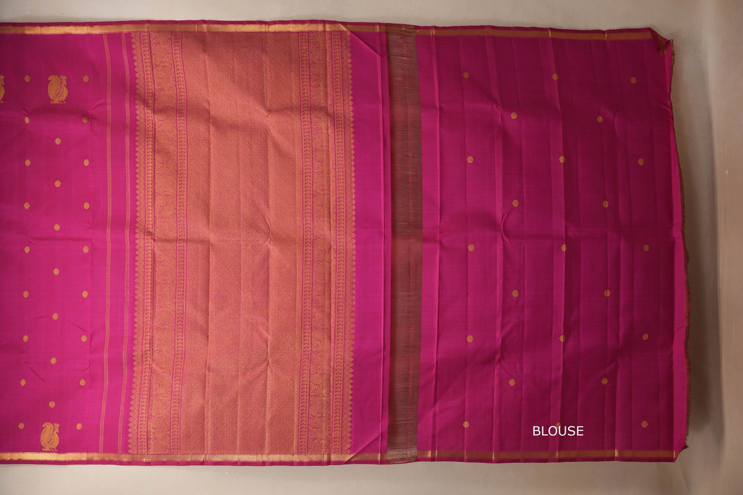 Magenta Vintage Kanjivaram Silk Saree by Shreenivas Silks blouse