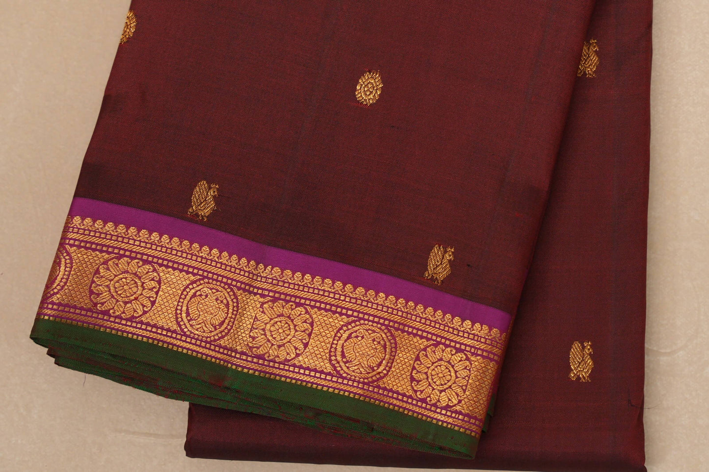 Deep maroon Vintage Kanjivaram Silk Saree border