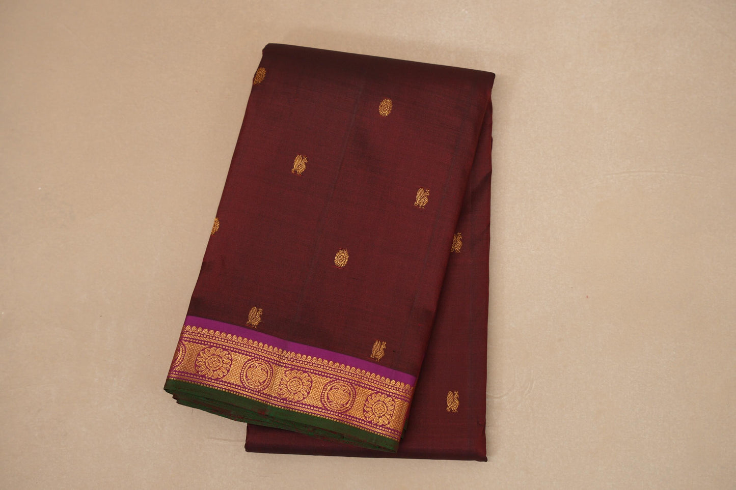 Deep maroon Vintage Kanjivaram Silk Saree