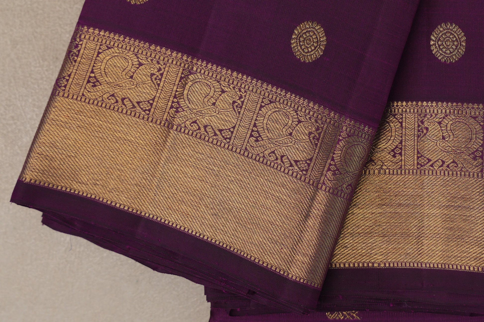 Deep Magenta Vintage Heirloom Kanjivaram Silk Saree borders