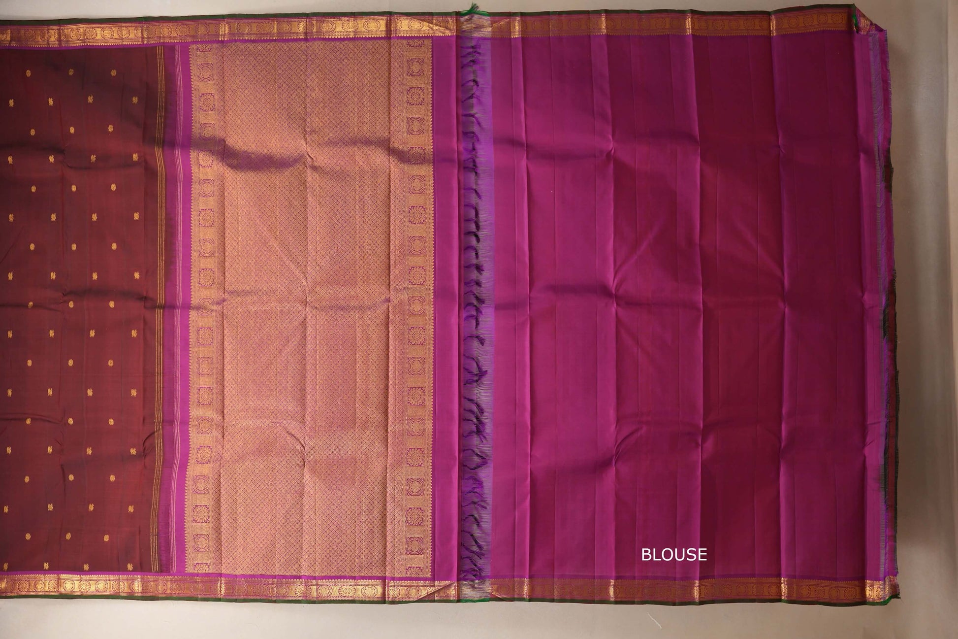 Deep maroon Vintage Kanjivaram Silk Saree blouse