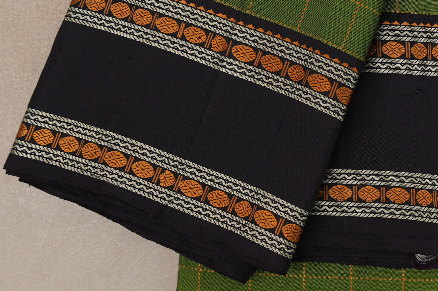 Parrot Green Thread Woven Vintage Kanjivaram Silk Saree border