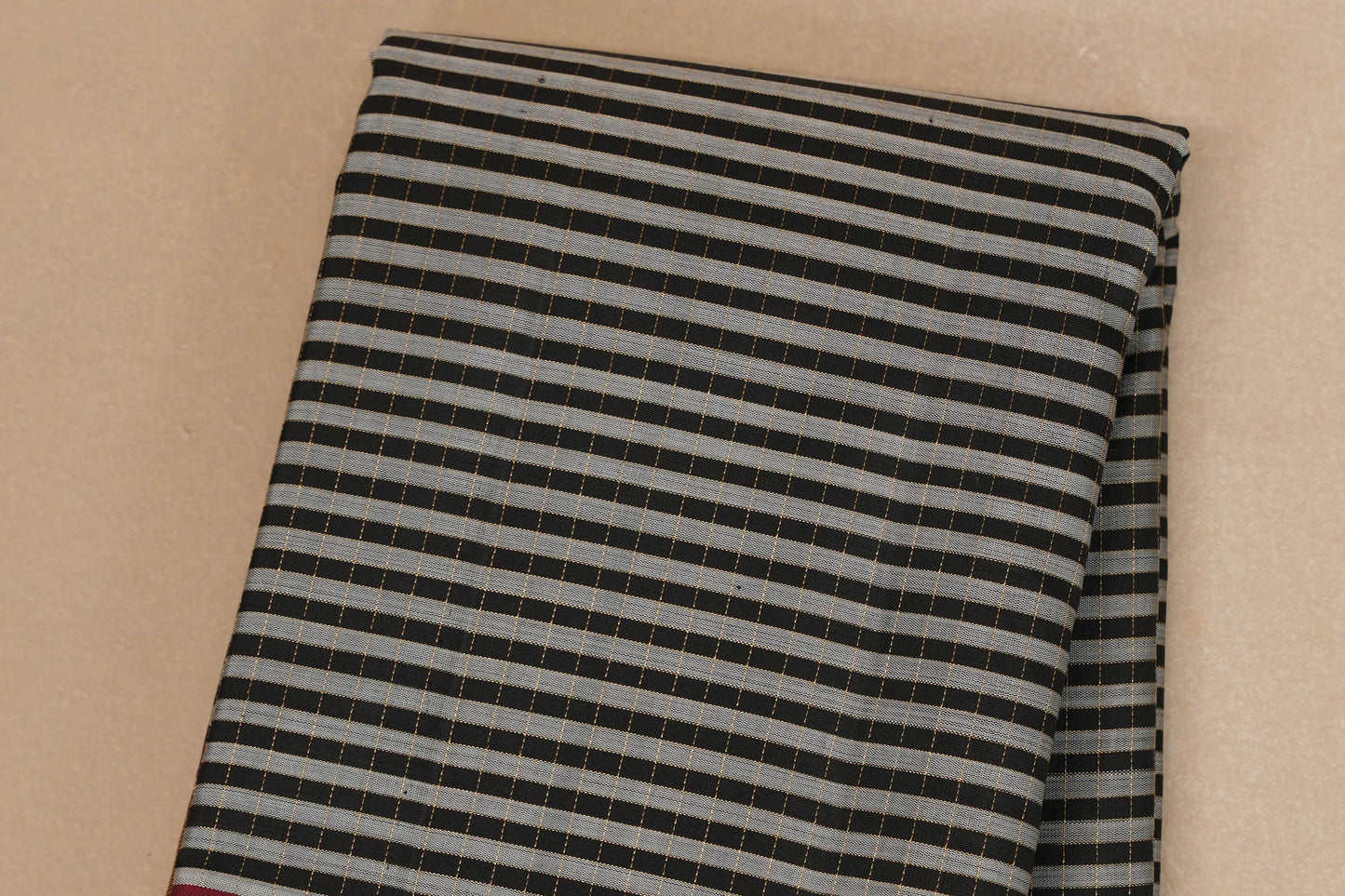Black and grey stripe Vintage Kanjivaram Silk Saree body