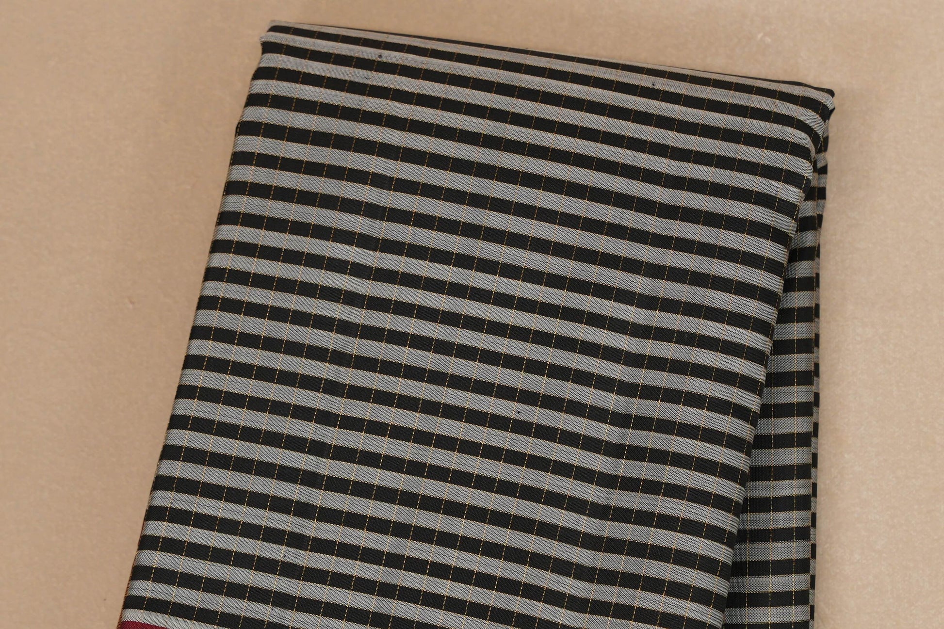 Black and grey stripe Vintage Kanjivaram Silk Saree body