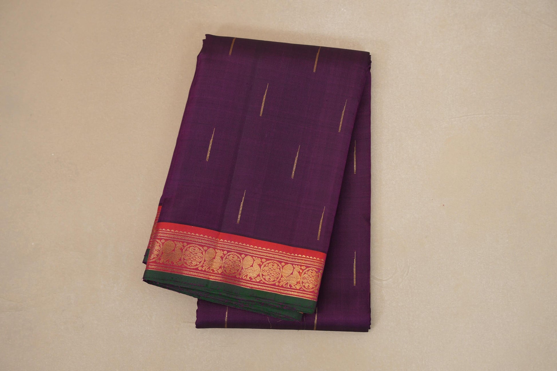 Deep purple Vintage Kanjivaram Silk Saree