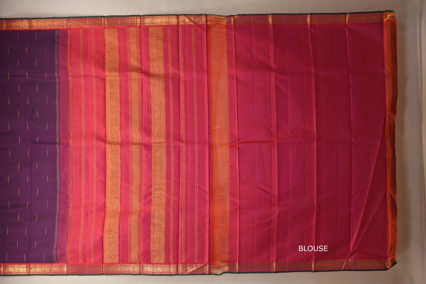 Deep purple Vintage Kanjivaram Silk Saree blouse