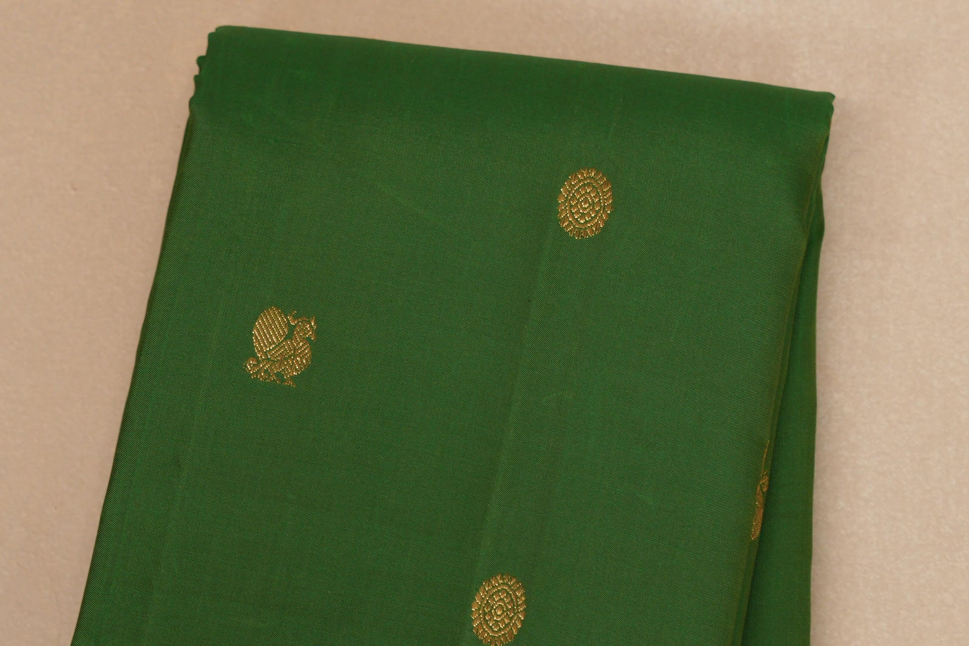 Bright Leaf Green with magenta border Vintage Kanjivaram Silk Saree body