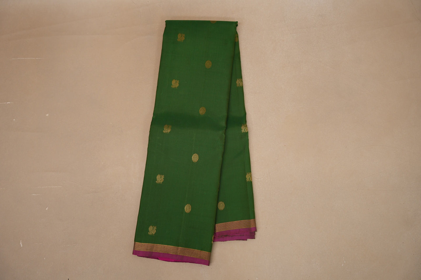 Bright Leaf Green with magenta border Vintage Kanjivaram Silk Saree by Shreenivas Silks PSSR018690