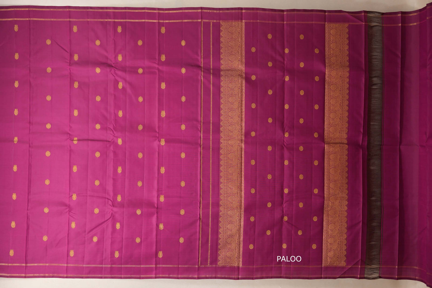 Magenta purple Vintage Kanjivaram Silk Saree paloo