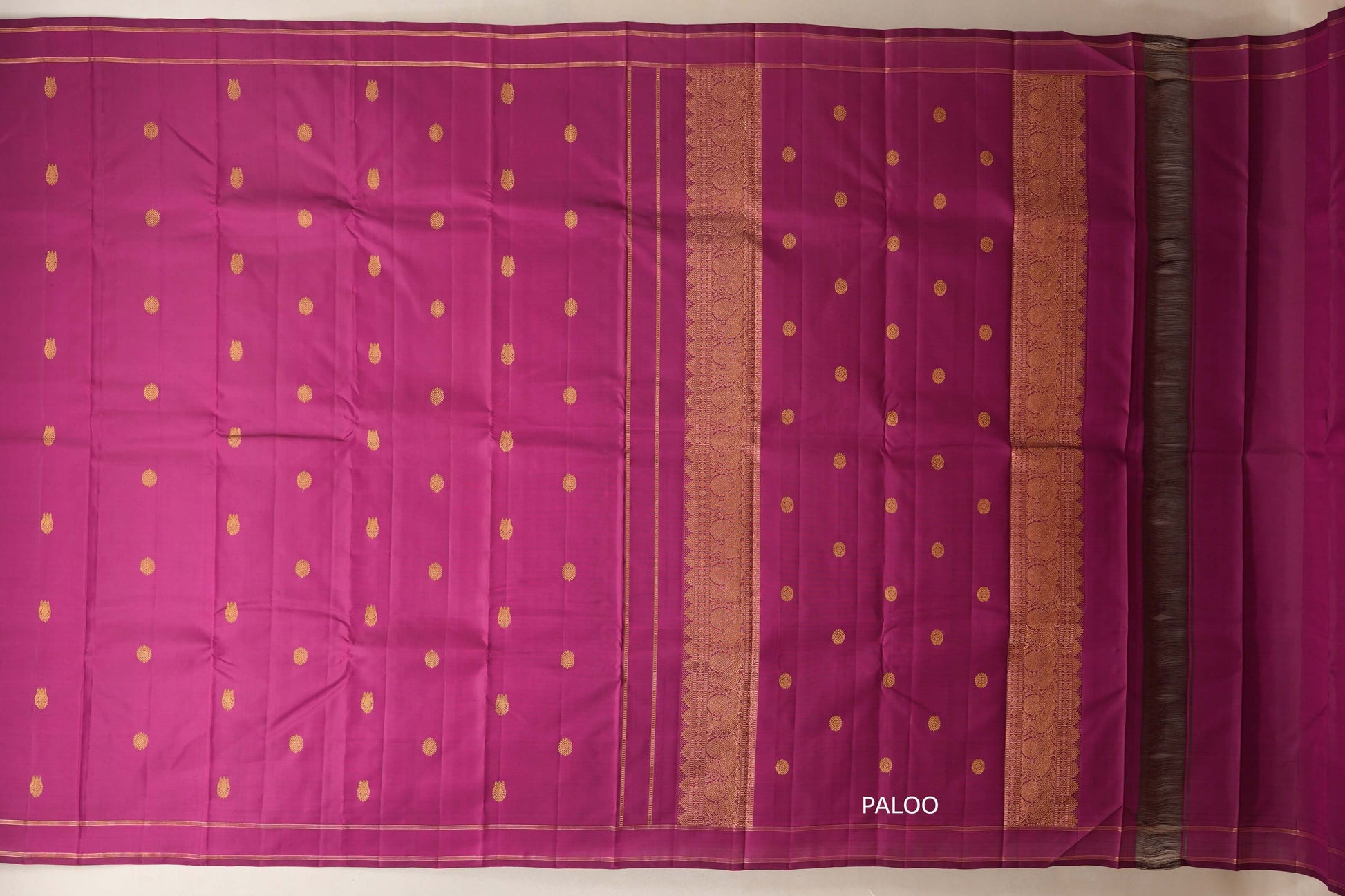 Magenta purple Vintage Kanjivaram Silk Saree paloo