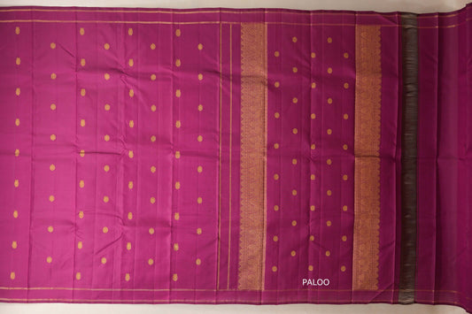 Magenta purple Vintage Kanjivaram Silk Saree paloo