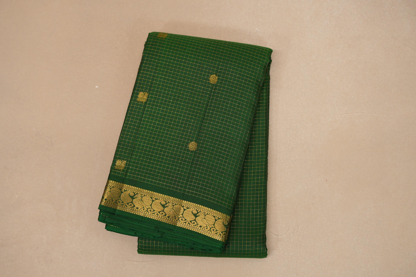 Deep Bottle Green Vintage Kanjivaram Silk Saree