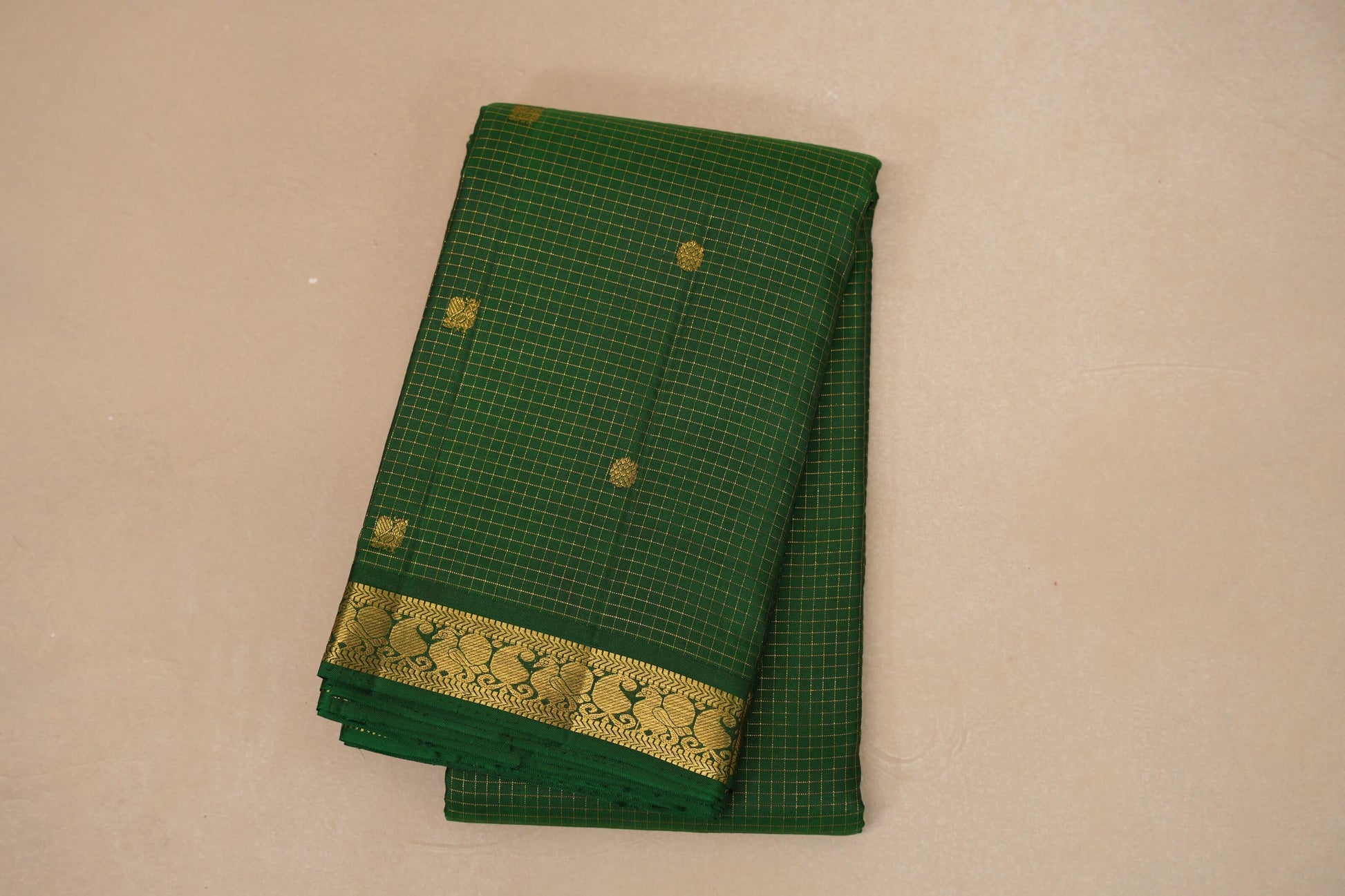 Deep Bottle Green Vintage Kanjivaram Silk Saree